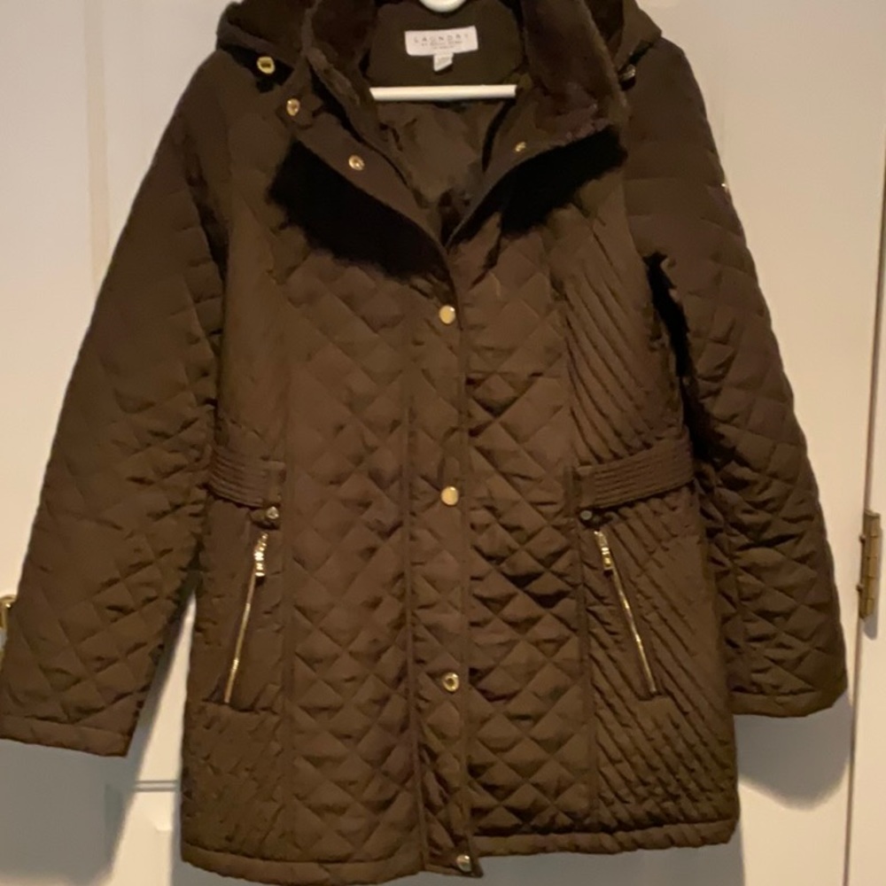 NWOT Laundry brown quilted parka size large